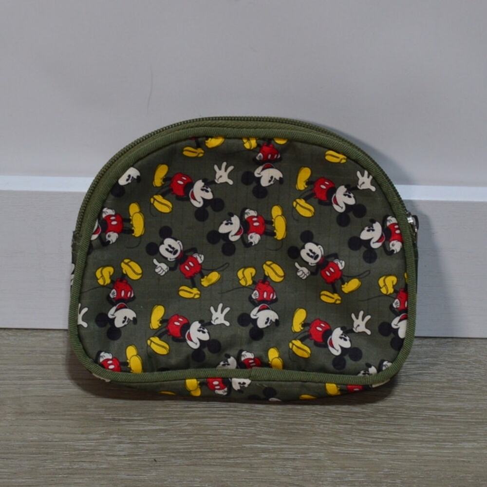 Disney Mickey Mouse Green Cosmetic Makeup Bag 7X5"